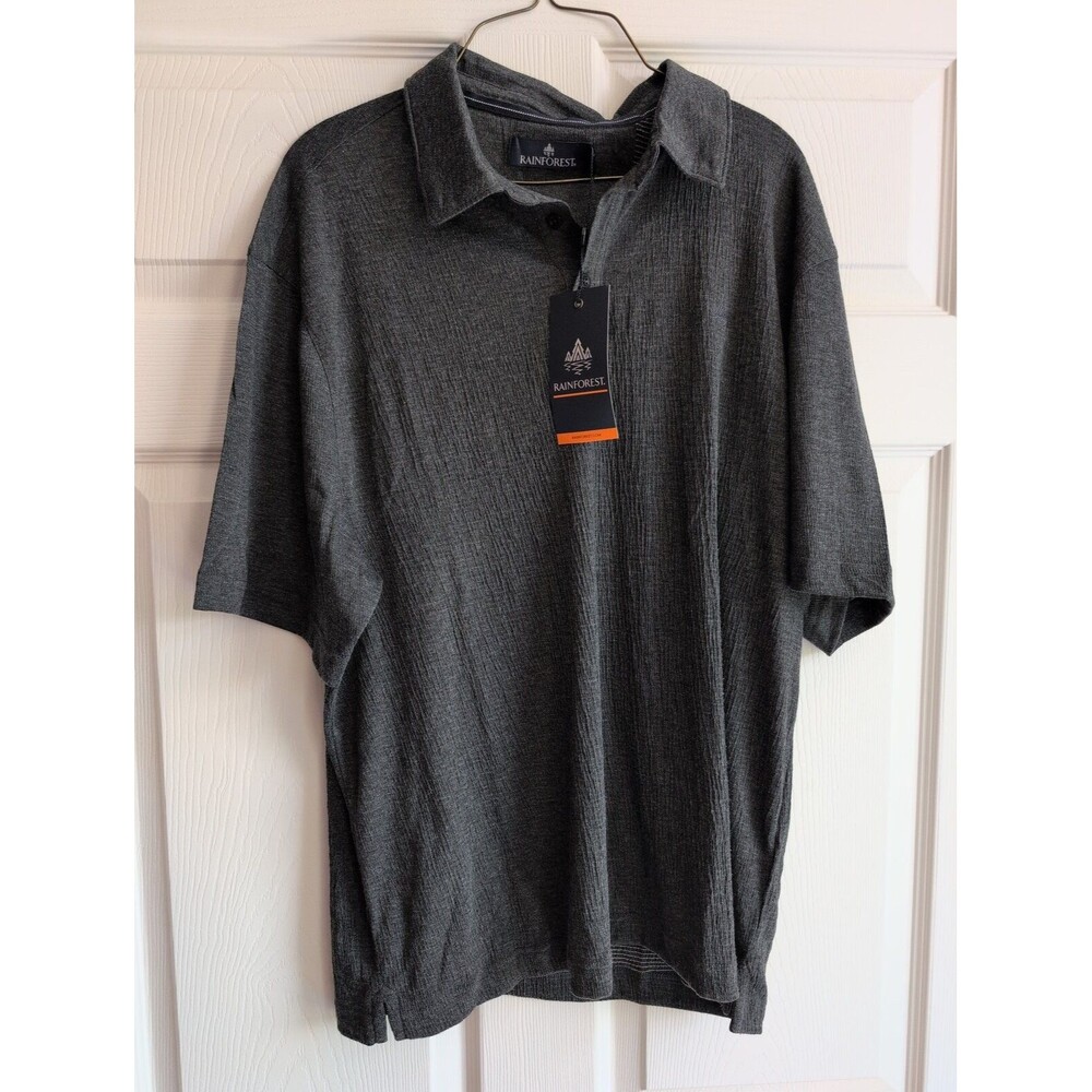 RAINFOREST Performance Stretch Dockside Short Sleeve Polo Shirt L Black NWT NEW